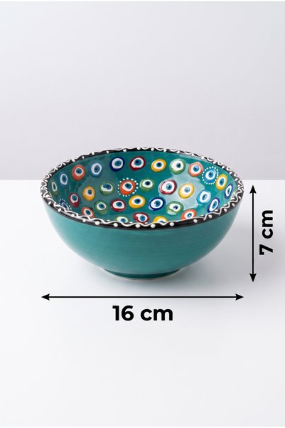 Mijja 16 cm Tile Handmade Evil Eye Beaded Ceramic Bowl Red Appetizer Salad Bowl