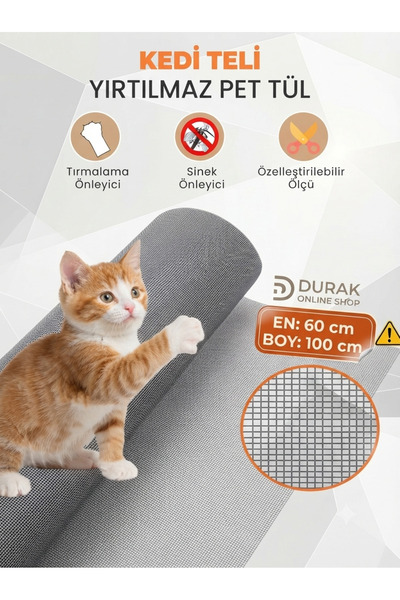DurakShop Plasa de siguranta pentru pisici Latime 60 Cm X Lungime - 100 Cm