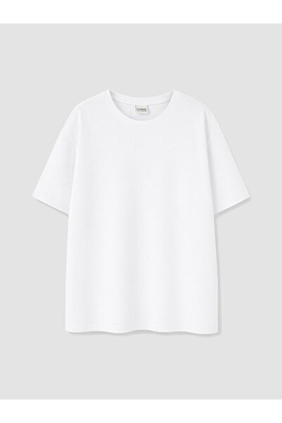 LC Waikiki Vizyon New Season White Crew Neck Girls' T-Shirt