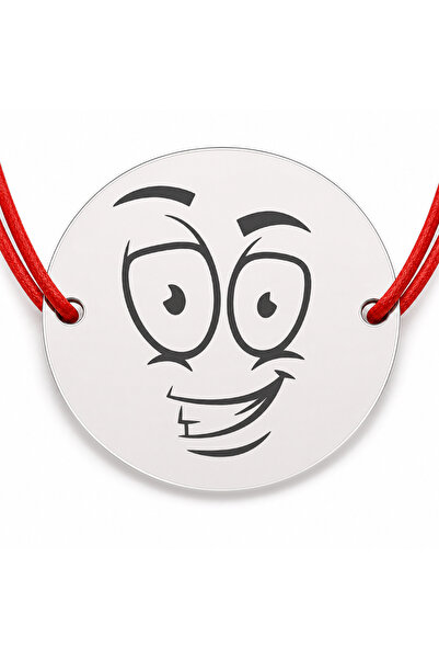 Simoshop Brățară argint 925 cu bănuț emoji, șnur reglabil — cadou simbolic