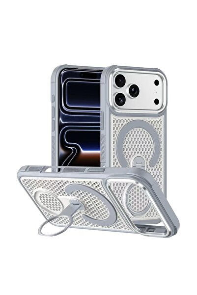 Zebana Apple iPhone 17 Pro Max Uyumlu Kılıf CoolRing M-Safe Silikon Kılıf Gri