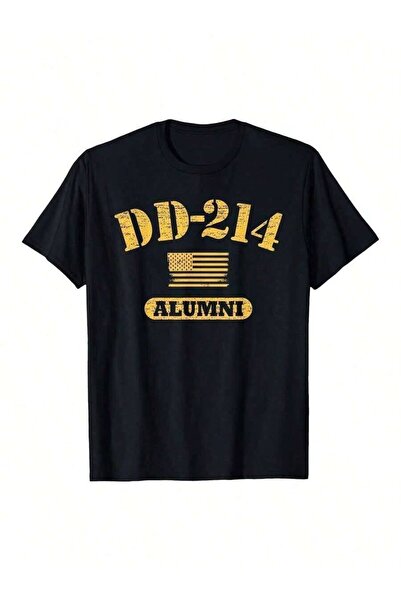 26LIK Retro DD-214 US Army Pattern T-Shirt Men Patriotic Short-Sleeve Crew Ne...