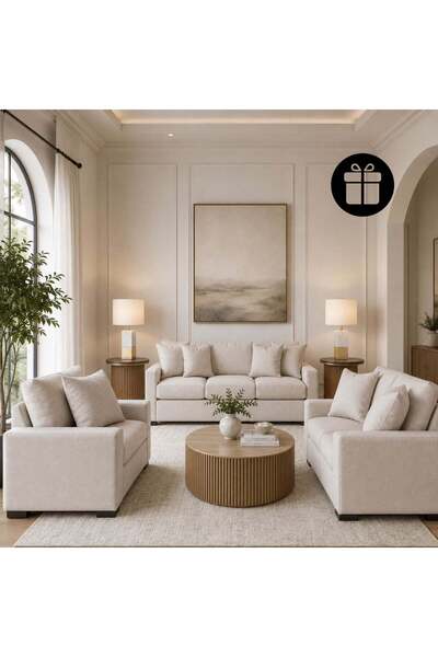 Ashley Furniture طقم أريكة كالدن مع مصباحين طاوليين مجانيين باللون الفضي