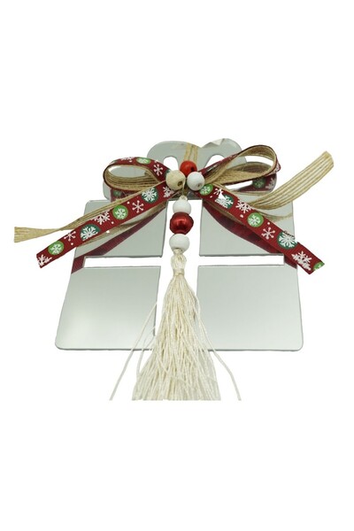 Rao Ornament Brad, Cadou, Argintiu, Lucios, 14*26cm, Acril, Interior/ Exterior