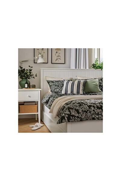IKEA Σετ διπλού παπλωματοθήκης, σκούρο πράσινο με φλοράλ σχέδιο, 240x220/50x6...