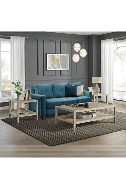 Roots Furniture طاولة قهوة من خشب البلوط المبيض