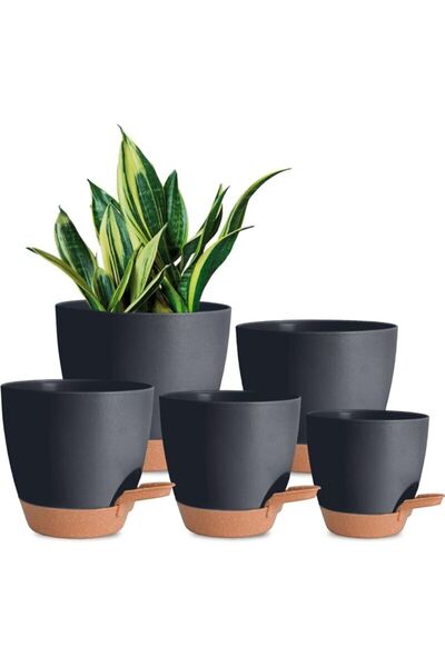 STARSTAR 5-pack plastic flower pots. Self-draining flower pots. With drainage...