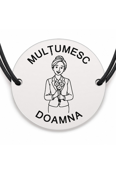 Simoshop Brățară argint 925 cu bănuț gravat doamna învățătoare cu buchet de f...