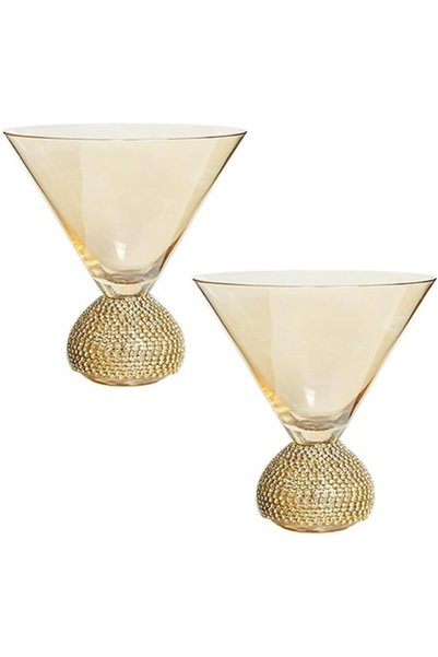 Morvena Picks Boluri de înghețată din sticlă de lux cu bază cu strasuri (Set ...