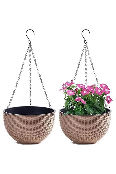 STARSTAR Two-piece hanging flower pot set. Comes with a stainless steel chain...