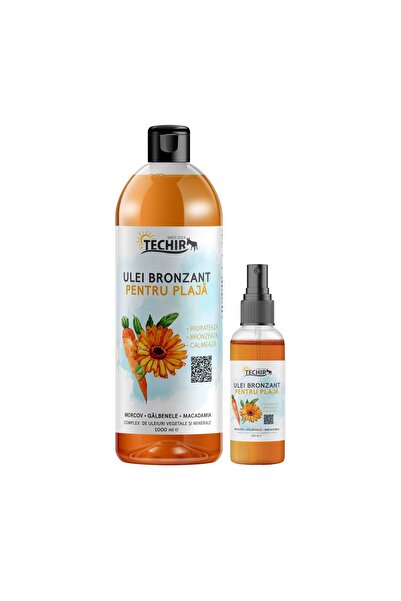 Techir Set Ulei de Corp Reîncărcabil pentru Bronzare (1L + spray de 100ml)