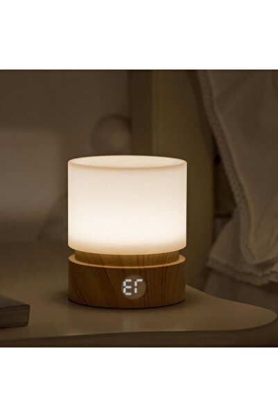 STARSTAR Bedside Table Lamp with Warm Light - Rechargeable LED Lamp Wood Grai...