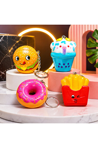 Kuzey 4 ADET MİNİ FAST FOOD SUKUŞİ SET YUMUŞAK DUYUSAL OYUNCAK HAMBURGER PATA...