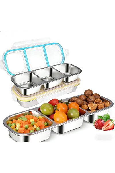 STARSTAR Lunch Box Set - 2 Pieces - Stainless Steel - With Dividers - Reusabl...