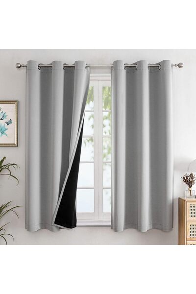 STARSTAR Double-Layer 100% Blackout Bedroom Curtains with Black Lining & Grom...