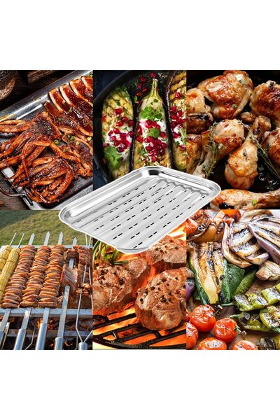 STARSTAR This two-piece reusable SS barbecue basket & grill pan set features ...
