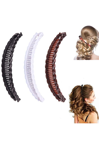 STARSTAR Three-piece banana hair clip set, retro hair-locking comb tool, non-...