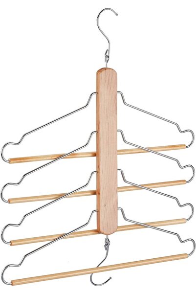 STARSTAR space-saving clothes hanger, 4 hangers with trouser bar, lotus wood,...