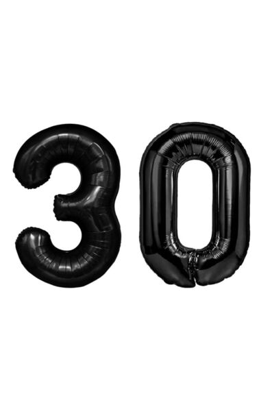 genaja Set Baloane Folie Cifra 3 și 0 Negru 40 cm, Numărul 30, Decor Aniversa...