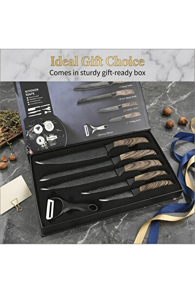 Klyte 6 Piece Kitchen Knife Set - Ultra Sharp Chef Knife Set with Ergonomic H...