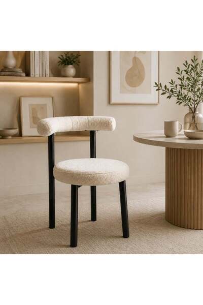 In Zone Modern Luxury Dining Chair with Round Design, Curved Padded Backrest,...