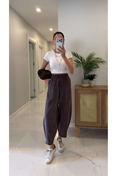 BİRCANÇİL MD Lilya Mürdüm Tensel Balon Pantolon