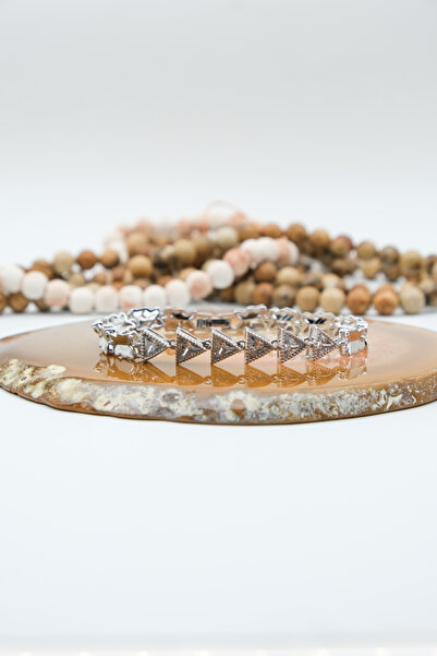 Serenite Collection Trigon Silver Color Zircon Bracelet