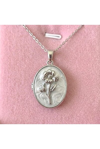 Heda Jewelry Zarif Çiçek Locket Kolye - İçi Açılabilir Kapaklı Anı Kolyesi