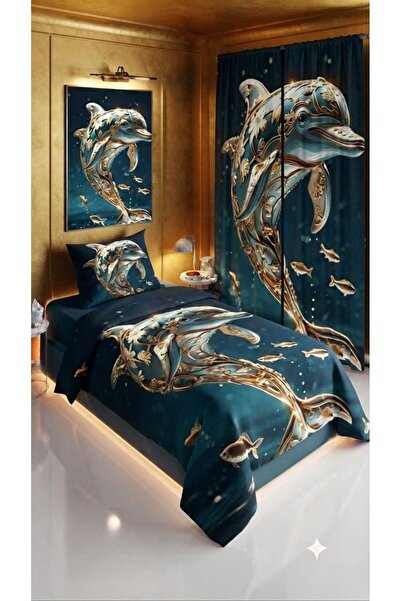 Elmas Dizayn 280*240 Cm. Special Design Single Bedding Set with Background Cu...