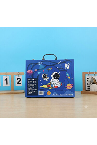 BUYNUK Blue Non-Toxic Kids Art Set – Coloring, Drawing & Painting Kit – 88 Pcs