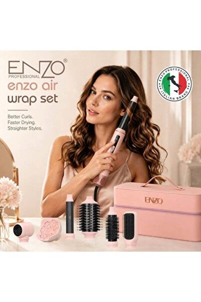 ENZO Professional 7 in 1 Air Styler Hair Dryer Brush 1500W - Multifunctional Hot Air Styling Comb for Drying, Curling, Straightening, Volumizing | One Step Hair Dryer Brush with 2 Speeds and Concentra