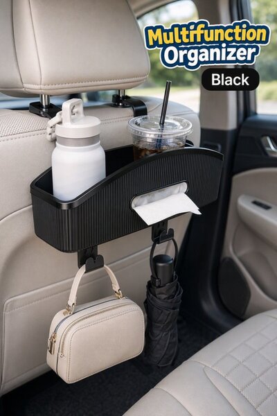 Generic 3pcs Abs Car Seat Back Organizer Cup Holder Tissue Box Hooks Easy Ins...