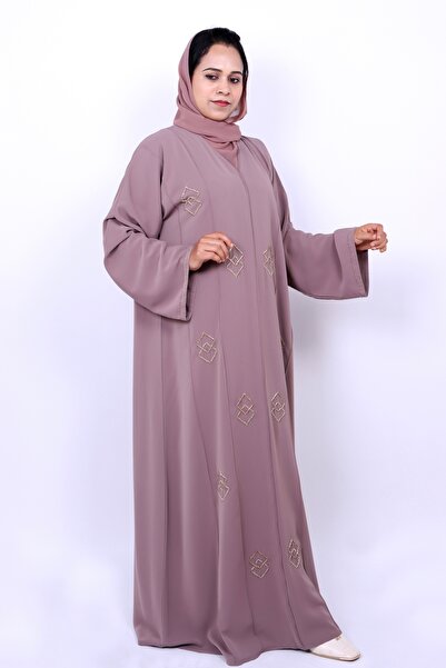 Izzah Bella * Elegant Nida Abaya with Geometric Diamond Embroidery & Matching...