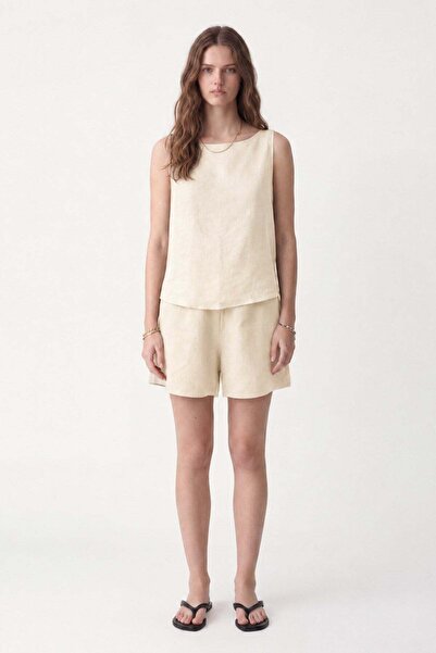 Antioch Yellow 100% Linen Shorts Set
