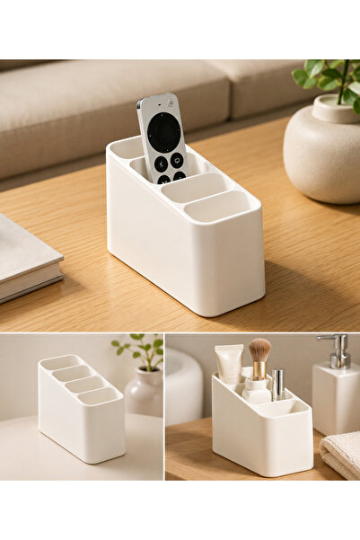 prime country 4-Compartment Plastic Desktop Organizer – Remote Control, Cosme...