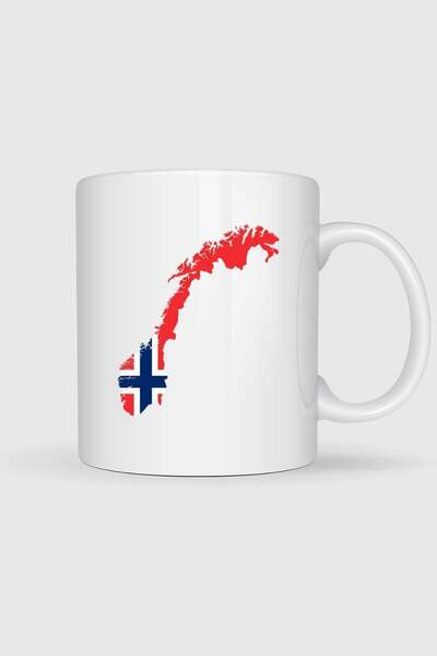 Bahriyeli Collection Norway Flag and Map Printed Mug