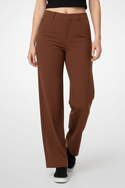 Don't Call Me Jennyfer Women Regular Fit Solid Wide Leg Pants, Brown