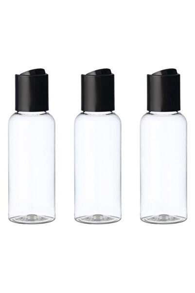 BAMI NETWORK Set sticle calatorie transparente capac negru 50ml 3 buc