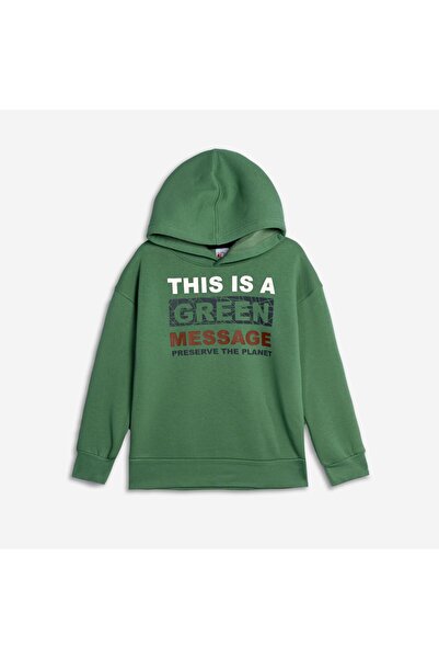 Funky Μπλούζα φούτερ αγόρι "This is a Green Message – Preserve the Planet" πρ...