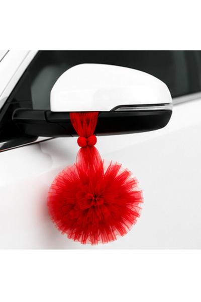 KARAKIZ Vehicle Convoy Ornament Tulle Pompom Red 1 Piece