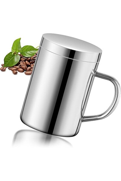 STARSTAR Double-walled stainless steel mug - coffee cup with lid and handle -...