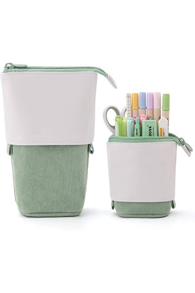STARSTAR 2-in-1 Telescopic Vertical Pencil Case & Stand, Standing Makeup Bag ...