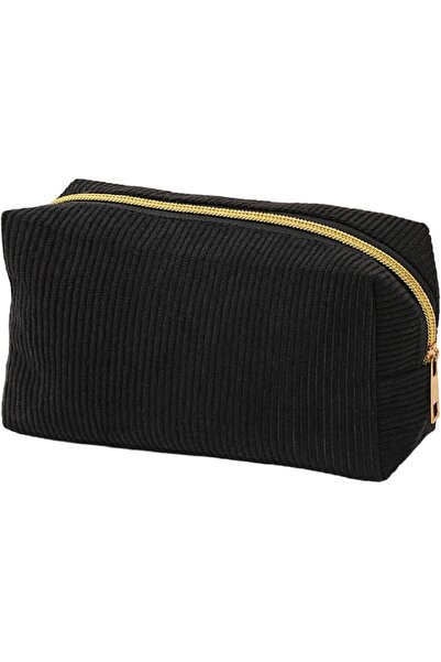 STARSTAR 3-Pack Black Corduroy Pencil Cases Cute Stationery Organizer for Tee...