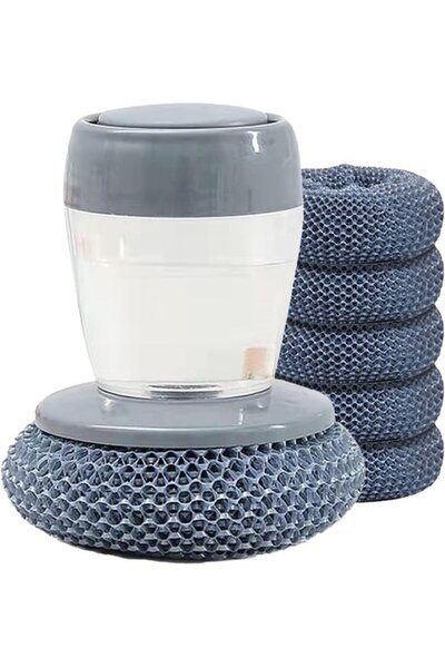 STARSTAR 6x Dish Brush with Soap Dispenser and Holder - Kitchen Brush for Dis...