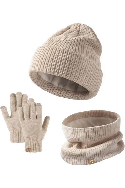 casme Kids Beanie Hat Scarf Gloves Set Girls' Cold Weather Sets Thermal Knit ...