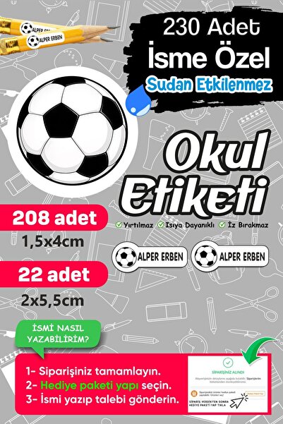 PANDA SOKAĞI Kişiye Özel Okul Etiketi Seti – 230 Adet Suya Dayanıklı İsim Eti...