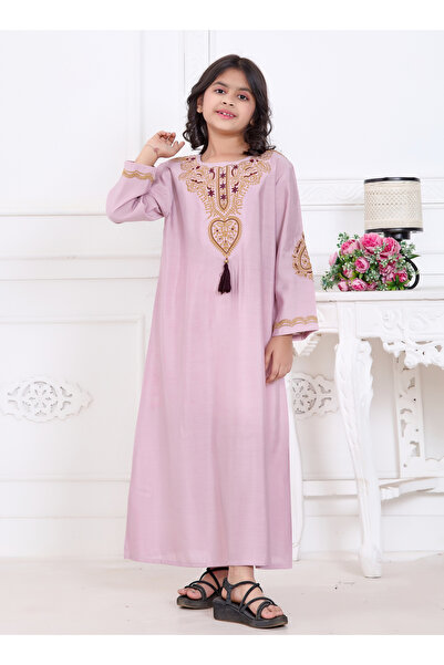 Artemea By Styli Girls Lilac Embroidered A-Line Jalabiya