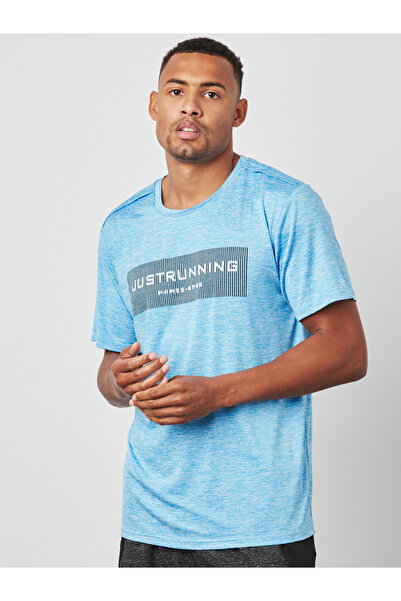 Styli Just Running Texture Print Activewear Slim Fit T-shirt