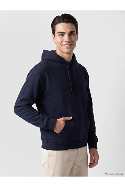 LC Waikiki Navy Blue Kangaroo Pocket Men's Hoodie
