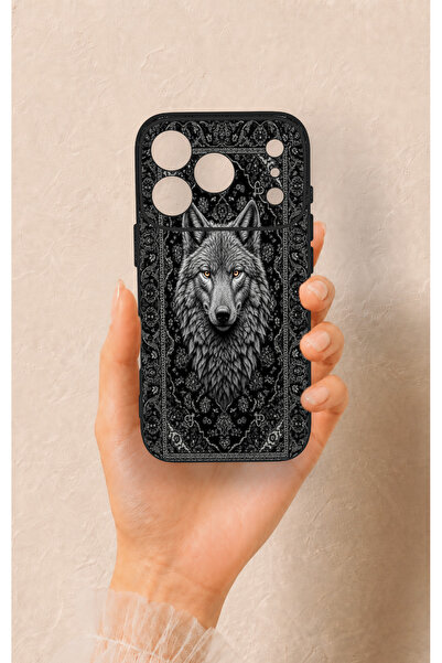 Vip Case iPhone 17 Pro Uyumlu Etnik Kurt Desenli Silikon Kılıf